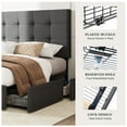 thumbnail image 5 of Amolife King Size Platform Bed Frame with Square-stitched Headboard and 4 Drawers, Dark Gray, 5 of 7