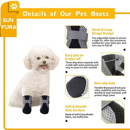 Blarkrus 4x Anti-Slip Pet Boots Dog Puppy Breathable Shoes