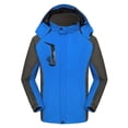 thumbnail image 4 of Rrxhxhs Raincoat for Men Color Block Detachable Hood Long Sleeve Elastic Cuffs Water Resistant Hooded Windbreaker Jacket with Zipper Pockets,Blue,2XL, 4 of 4