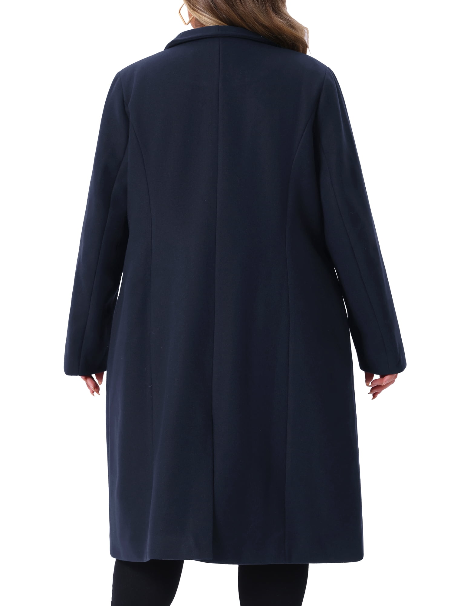DARING DIVA Women's Plus Size Long Sleeve Stand Collar Trench Coat