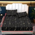 thumbnail image 6 of ZIATUBLES Black Music Notes Printed Bedding Sheets Twin Size, Soft Cooling Polyester Bed Sets, 3-Piece Sets with 1 Elasticed Fitted Sheet and 2 Pillowcases, Chic Home RV Decor Accessories, 6 of 9
