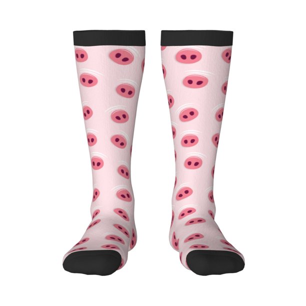 Fotbe Cute Pig Nose Calcetas Divertidas Estampadas para Hombre y Mujer, Calcetas de Algodón hasta la Rodilla para Caminar, Correr, Enfermería y Embarazo