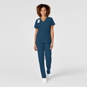 Wink W123 Womens Mock Wrap Scrub Top, Caribbean Blue, L Womens