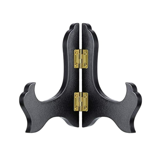 4 Inch High-grade Wood Pendulum Plate Ceramic Disc Bracket Tea Cake Decoration Crafts Frame Bracket Medal Certificate Suitable for 10-12cm Items (Black)