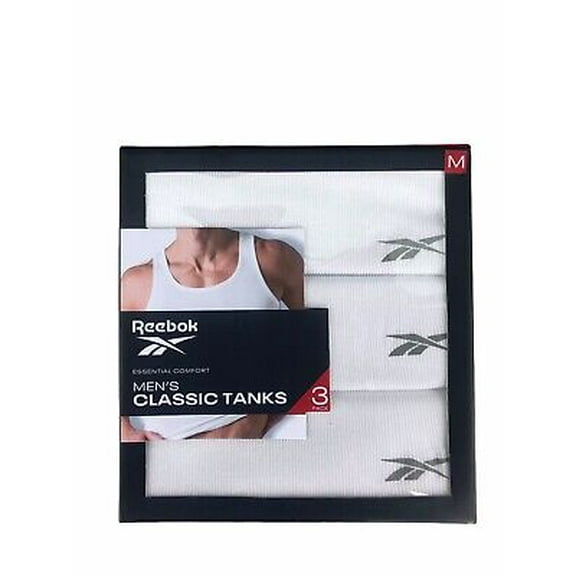 Reebok® Men's CLASSIC TANKS 3 Pack White Size M  "ESSNTIAL COMFORT"