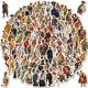 thumbnail image 2 of Paquete de pegatinas con personajes masculinos vintage, 100 unidades, de vinilo impermeable, 2 of 2
