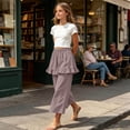 thumbnail image 7 of BADHUB Girls Ruffle Elastic Waist Wide Leg Loose Fit Pants Baggy Casual Trendy Streetwear Y2k Skorts Pants Purple 7 Years, 7 of 7