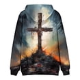thumbnail image 4 of Men's Loose Fit Hoodie with Cross Print, Casual Long Sleeve Pullover Sweatshirt, Soft Fleece Streetwear for Fall Winter, Christmas Holiday, Daily Comfort,Black,L, 4 of 5
