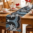 thumbnail image 5 of Polynesia Texture Table Runner - 36 Inch Long Retro Traditional Tribe Turtle Abstract Cotton and Linen Blended Dress Scarves Farmhouse Table Runner for Kitchen Dining, Coffee Table, 13" x 36", 5 of 8