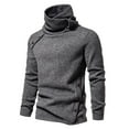 thumbnail image 2 of Lovskoo 2024 Men's Sweaters Pullover Casual Solid Long Sleeve Turtleneck Sweater Tops Blouse Dark Gray, 2 of 6