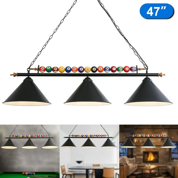 iMeshbean 47" Hanging Pool Table Lights Billiard Pool Table Lighting 3 Metal Ceiling Lamp