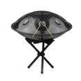 thumbnail image 3 of Graflsoa 22-Inch D Minor Handpan with 10 Notes, Stainless Steel Percussion Instrument, Includes Mallets, Foldable Stand, Cleaning Cloth, and Portable Backpack in Black, 3 of 6