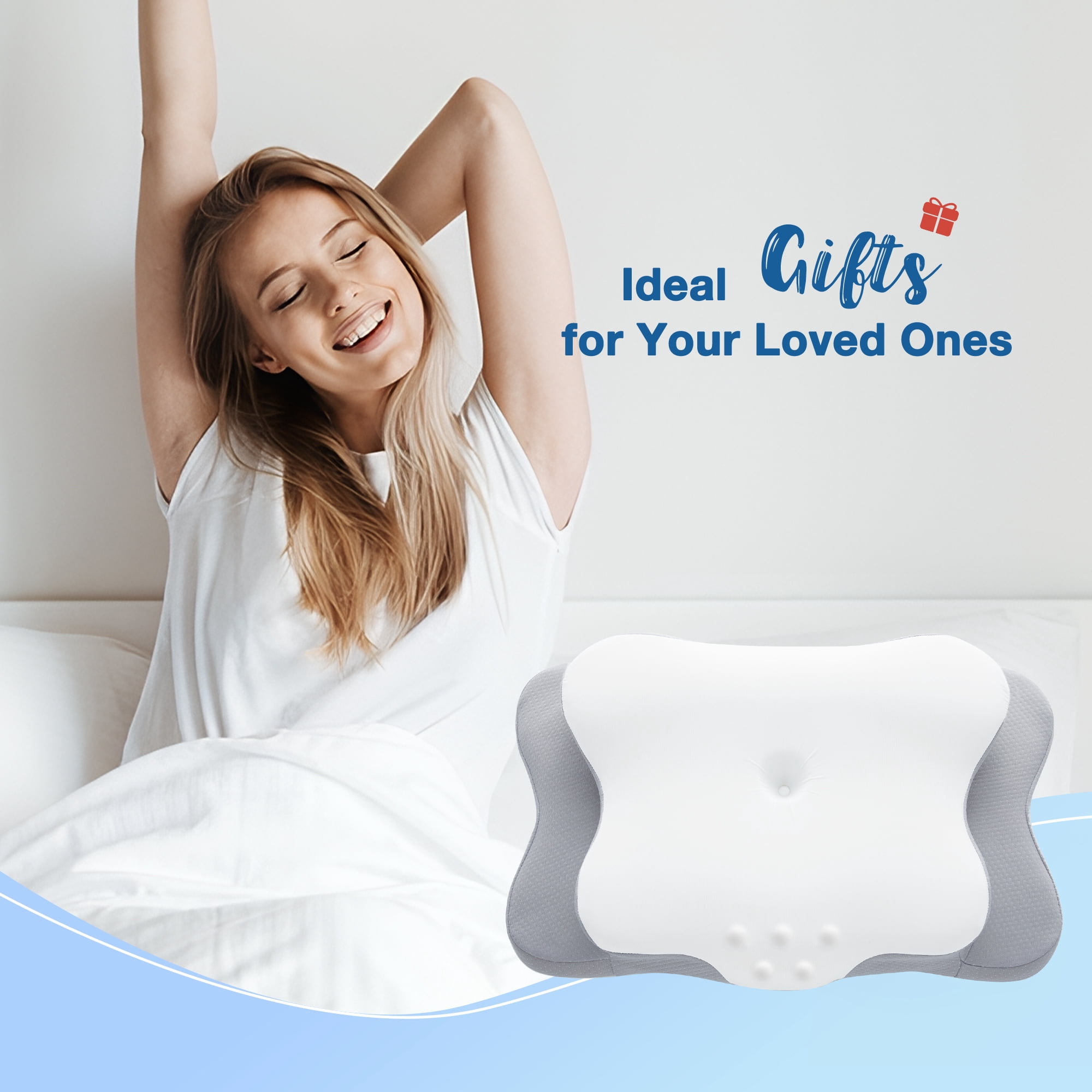 Vccoem Cervical Neck Pillow for Pain Relief - Ergonomic Memory Foam Pillows for Sleeping, Cooling Side Sleeper Pillow for Neck Support, Contour Orthopedic Bed Pillow for Back Stomach Sleepers