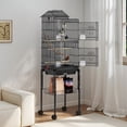 thumbnail image 2 of Uforic 62" Large Metal Bird cage with Rolling Stand, Slide-Out Tray,3 Perches and 4 Feeders, Black, 2 of 9