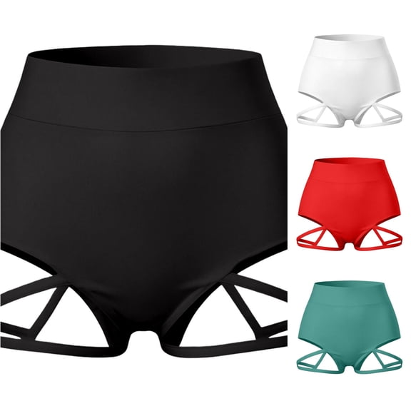 XIAOCHA Solid Color Bike Shorts For Women High Rise Strap Cutout Fitted Night Club Mini Bottoms