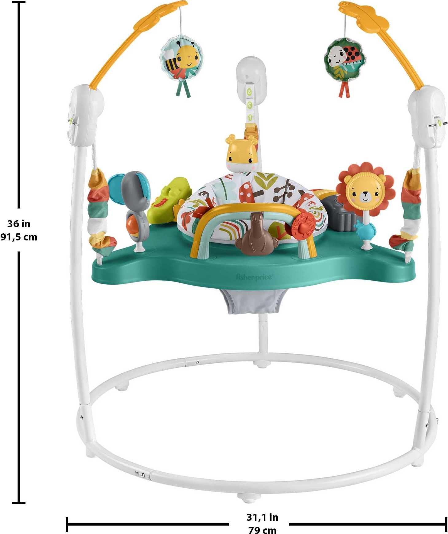 Fisher-Price Rainforest Jumperoo The Fisher-Price Rainforest Jumperoo  activity center is loaded with wild sights, sounds and activities…