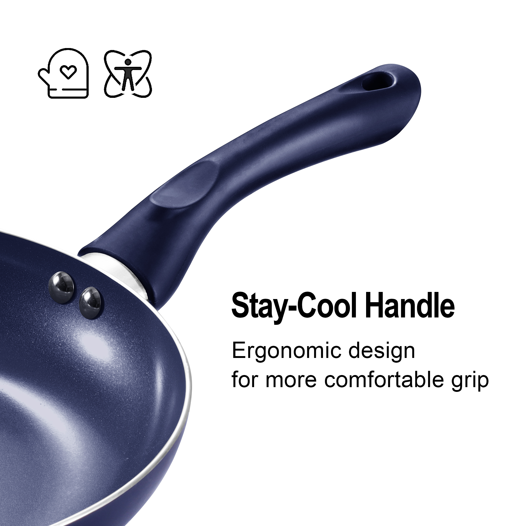 Scafild | 10-Piece Ceramic Nonstick Aluminum Cookware Set - Drill Blue