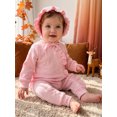 thumbnail image 5 of Loicainy Newborn Infant Girl Fall Romper 3 6 Months Ruffled Trim Long Sleeve Bodysuit and Hat 2 Pcs Set, 5 of 9