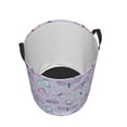 thumbnail image 3 of Kll Purple Butterfly Waterproof Foldable Laundry Hamper Bucket With Handles For Storage Bin,Kids Room,Home Organizer (Medium), 3 of 8
