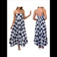 thumbnail image 3 of Vestido Maxi Estampado para Mujer, con Tirantes Finos, Floral, Estilo Bohemio, Fluido, para Playa y Vacaciones de Verano. Cuadrados Negros L, 3 of 7