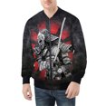 thumbnail image 3 of Chaqueta de primavera y otoño para hombre, con estampado 3D de máscara de samurái Oni y tatuaje, con cremallera por todas partes, chaquetas de bombardero para hombre, abrigos casuales unisex, ropa gen, 3 of 5