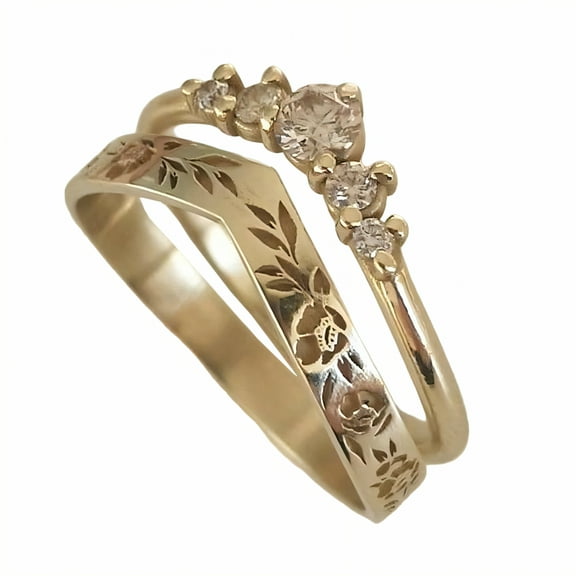 DESIGNICE 2Pcs Rings for Women Non Tarnish,Tough Structure Stackable Rings,Skin-Soothing Cute Rings,Gold Plated