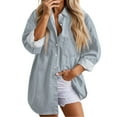 thumbnail image 2 of Denim Shirts for Women 2025 Fall Winter Long Sleeve Button Down Collared Casual Jean Shirt Blouse Tops, 2 of 6