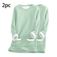 thumbnail image 2 of Feancey 2PC Womens Fleece Sweatshirt Winter Warm Crewneck Sherpa Lined Shirts Long Sleeve Casual Fuzzy Pullover Comfy Warm Loungewear Thermal Tops with Pockets Green L, 2 of 4