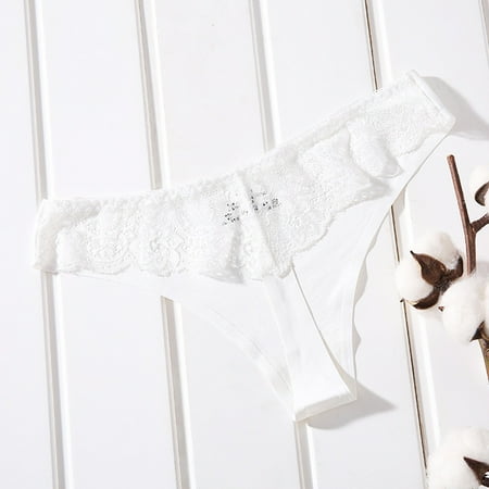 

Quealent Underpants For Women High Briefs Ladies Cutout Panties Panties Waist Lace Ladies Women s Panties White L