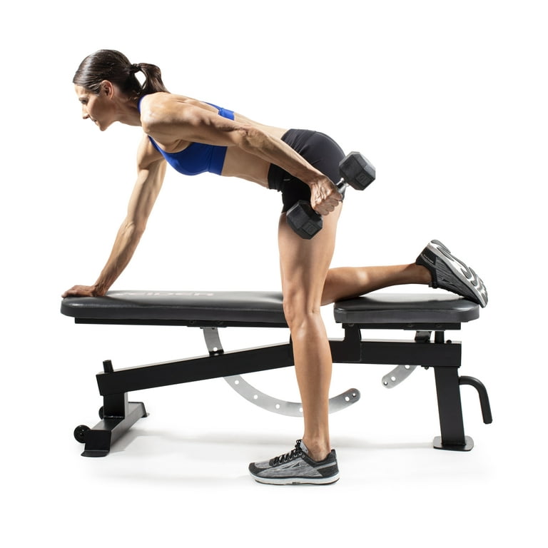 Weider 8 Position Adjustable Utility Bench with 50 lb. Adjustable Dumbbell Set Walmart