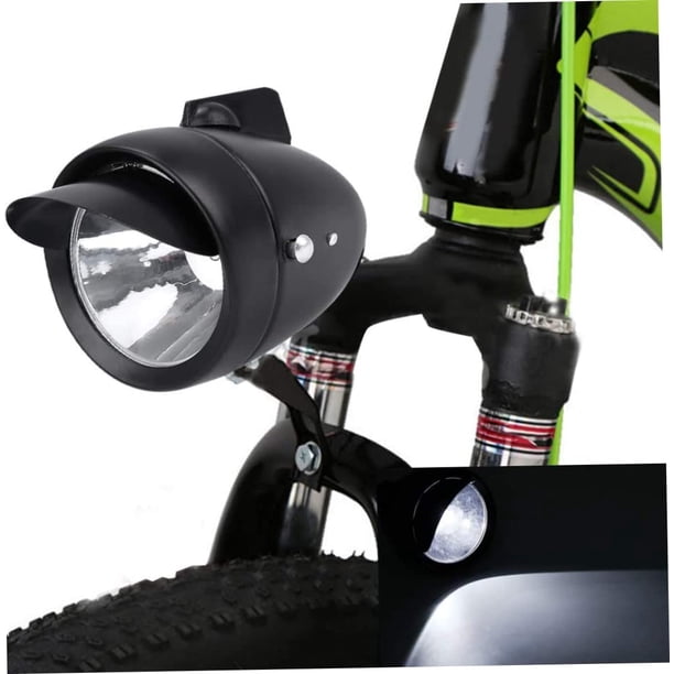 Faro delantero brillante para bicicleta 1-LED con portalámparas Tablero parasol Carcasa de metal Retro Negro Accesorios para bicicletas-Luces y reflectores,black