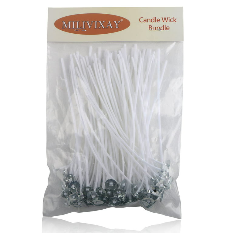 MILIVIXAY 100 Piece 8 inch Candle Wicks-Pre-Waxed-Candle Wicks for Candle Making., Size: 8.0