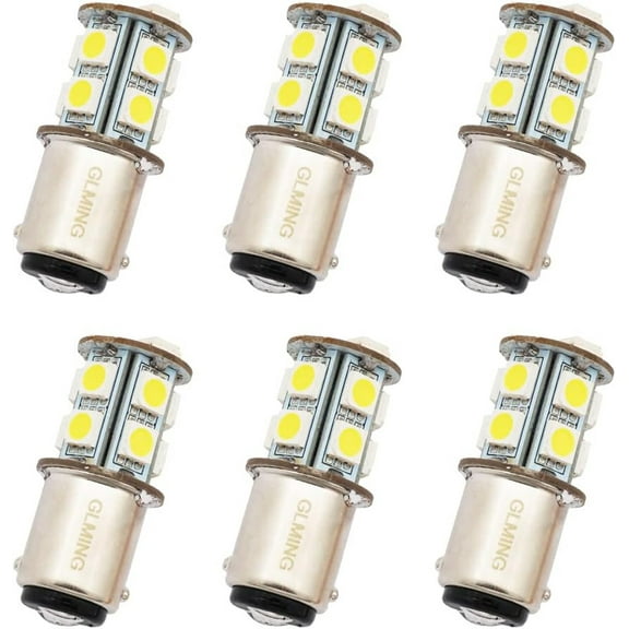 GRV Ba15d 1076 1142 1004 Vehicle type universal LED Bulb 13-5050SMD AC/DC 12V-24V Cool White 6 Pack