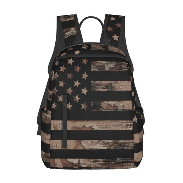 Disketp American Flag with Desert Camouflage Mochila Ligera e Impermeable, Mochila de Día Resistente para Viajes, Senderismo y Uso Diario para Hombre y Mujer
