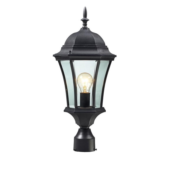 522PHM-BK-Z-Lite-Wakefield - 1 Light Outdoor Post Mount Lantern in Fusion Style - 9.5 Inches Wide by 22 Inches High