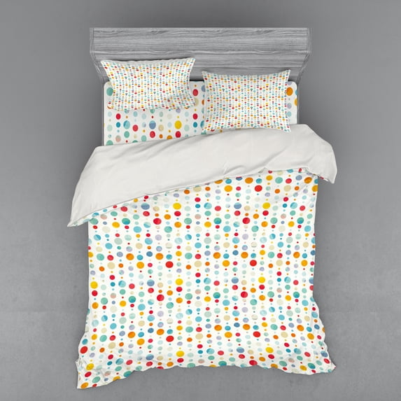 Ambesonne Abstract Bedding Set 4 Pcs, Colorful Large Dots, Queen, Multicolor