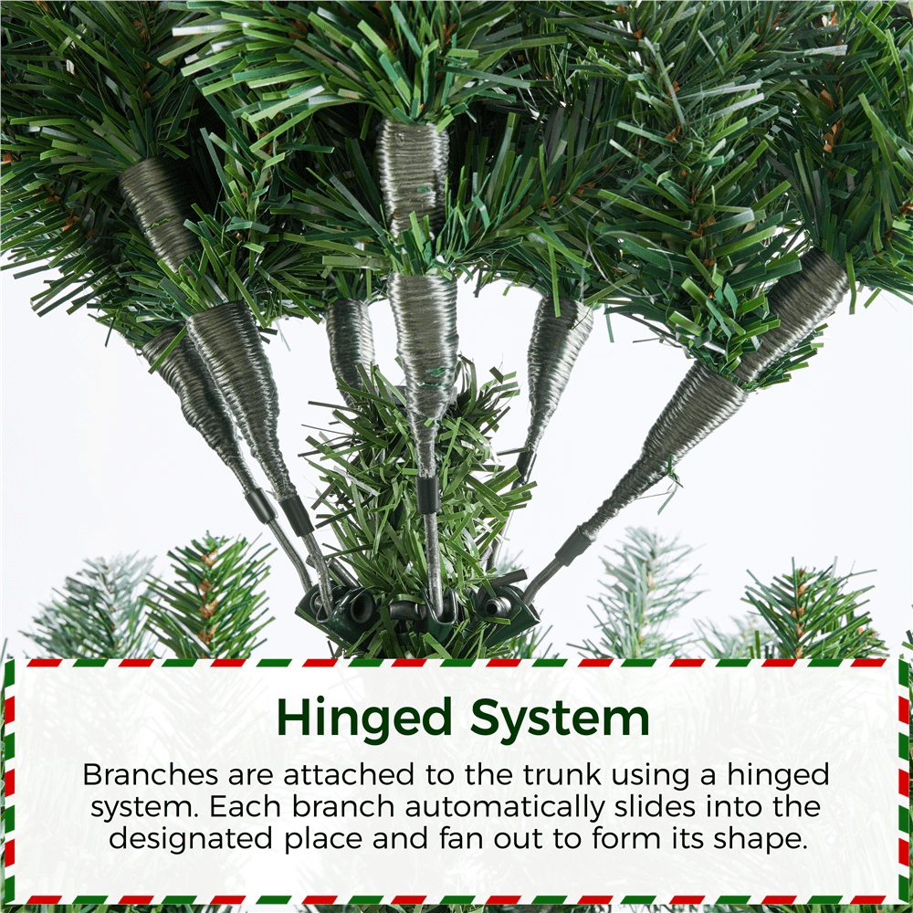 Alden Design 6Ft Pre-decorated Frosted Artificial Christmas Tree with Pinecones, Green