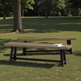 thumbnail image 3 of Tcbosik Outdoor Backless Benches Set of 2, Wood Bench for Deck, Garden, Patio, Backyard, Easy Assembly, Grey & Black, 3 of 10