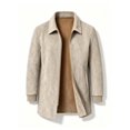 thumbnail image 4 of WIZUTIZ Men's Suede Mid Length Trench Coat Full Zip Stand Collar Jacket with Pockets Fall Winter Fashion Outerwear, 4 of 8