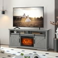 thumbnail image 2 of IHOMEadore Farmhouse Fireplace TV Stand for Up to 78" TVs, 1-Piece, Gray Wood, 2 of 12