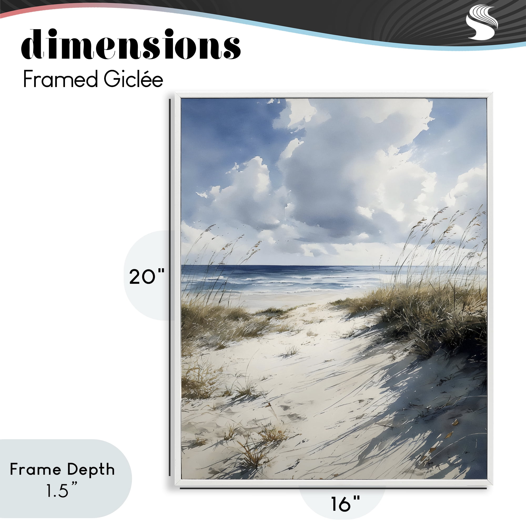 Stupell Industries Dune Beach at Midday White Framed Giclee Art, design by Franklyn Gregory