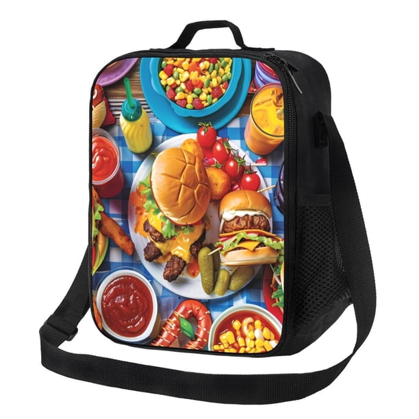 Balery Vibrant Picnic Food Spread Caja de Almuerzo y Bolsa de Almuerzo para Hombres y Mujeres, Bolsa de Almuerzo Reutilizable con Gran Capacidad, Bolsa de Almuerzo Aislada