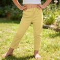 thumbnail image 2 of HAOTAGS Girls Cotton Pants (3-12) Casual Soft and Breathable Stright Leg Long Pants Yellow Size 6, 2 of 10