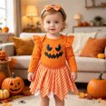 thumbnail image 5 of Ulanda My 1st Halloween Newborn Baby Girl Pumpkin Romper Dress Tutu Onesie Infant Halloween Outfits Fall Winter Clothes (Red, 12-18 Months), 5 of 6