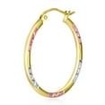 thumbnail image 5 of Wellingsale Ladies 14k Tri 3 Color Gold Polished Diamond Cut Satin 1.5mm Tube Hoop Earrings (22 x 22 mm), 5 of 7