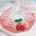 thumbnail image 5 of Dogs Cats Bandana, Fashionable Cute Cherry Flower Plaid Pattern Lace Design Scarf Collar Bibs Costume Accessary for Puppy Kitten, 5 of 8