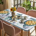 thumbnail image 3 of Coastal Turtle Table Cloths for 5 Foot Rectangle Tables, Ocean Nautical Starfish Conch Seashells Patio Waterproof Elastic Fitted Tablecloths, Washable Rectangular Table Cover for Camping, 3 of 8