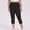 Black plus size capri pants a1, variant on Women Plus Size Capri Pants High Waisted Stretch Casual Fit Workout Activewear Yoga Lounge Trousers Summer Beach Travel Clothes, Black 3XL