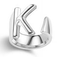 thumbnail image 2 of Unisex Adjustable Letter Ring Initial Ring for Women and Men Electroplated Silver Metal Ring Cold Wind Ring Perfect as, 2 of 5