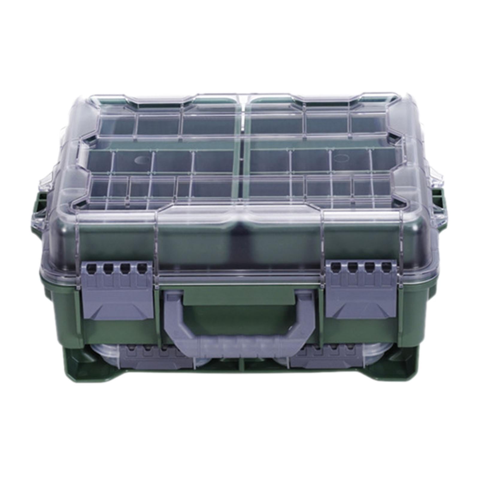 Wswqop Fishing Tackle Box Container Fishing Accessories Box Large Capacity Waterproof 3 Green